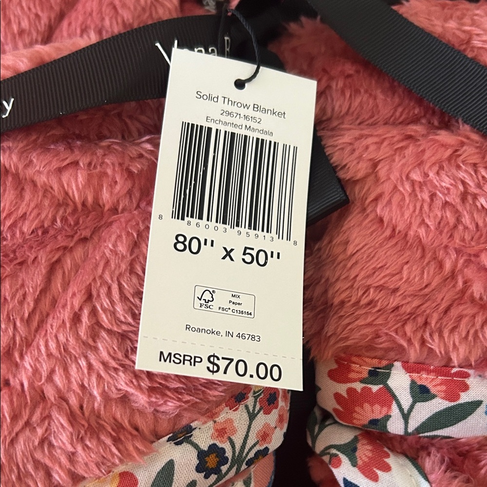 Vera Bradley Floral trim. Coral Throw Blanket - Picture 3 of 3